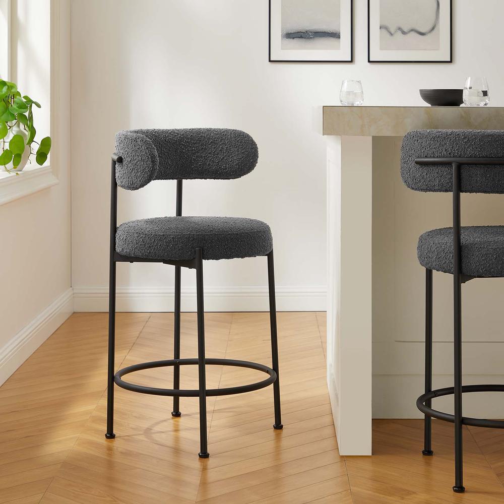 Albie Boucle Fabric Counter Stools - Set of 2. Picture 9