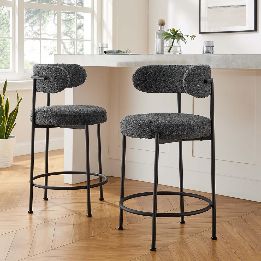 Albie Boucle Fabric Counter Stools - Set of 2. Picture 10
