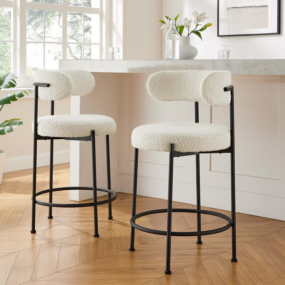 Albie Boucle Fabric Counter Stools - Set of 2. Picture 10