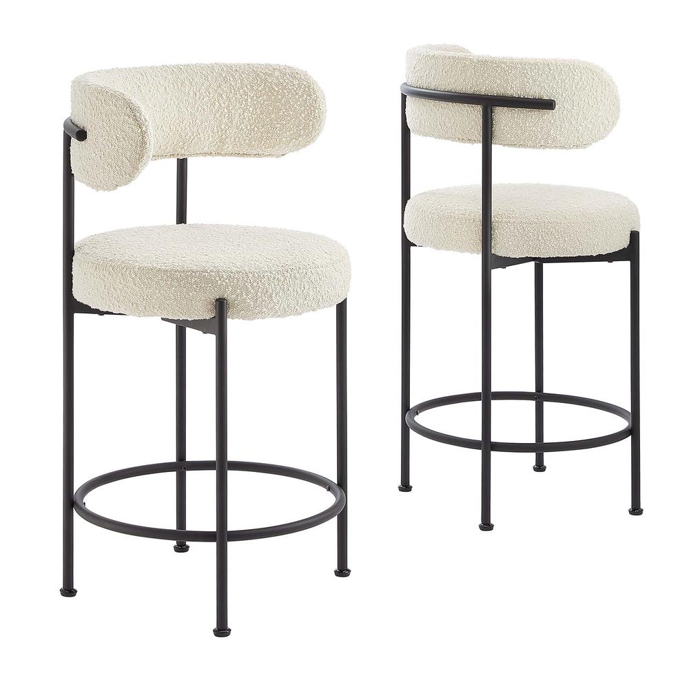 Albie Boucle Fabric Counter Stools - Set of 2. Picture 1