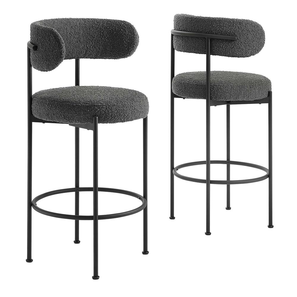 Albie Boucle Fabric Bar Stools - Set of 2. Picture 1