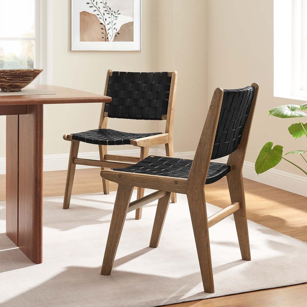 Saoirse Faux Leather Wood Dining Side Chair - Set of 2. Picture 10