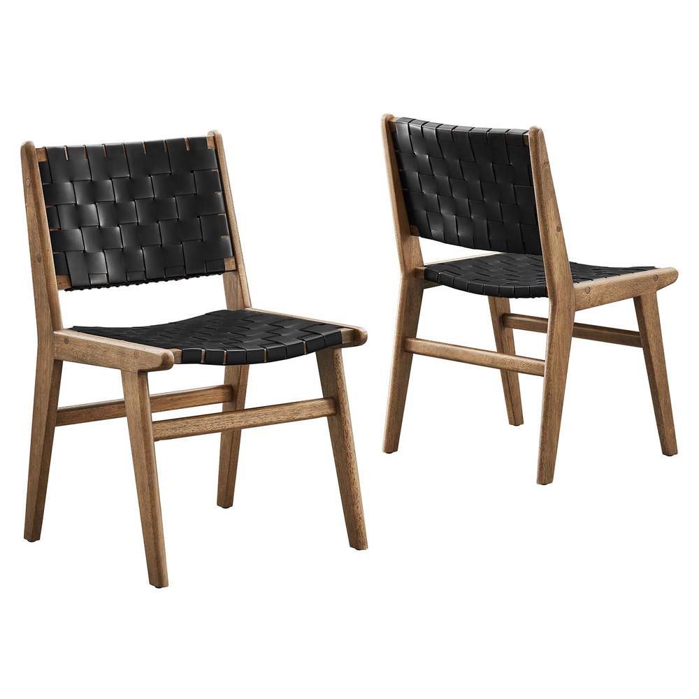 Saoirse Faux Leather Wood Dining Side Chair - Set of 2. Picture 1