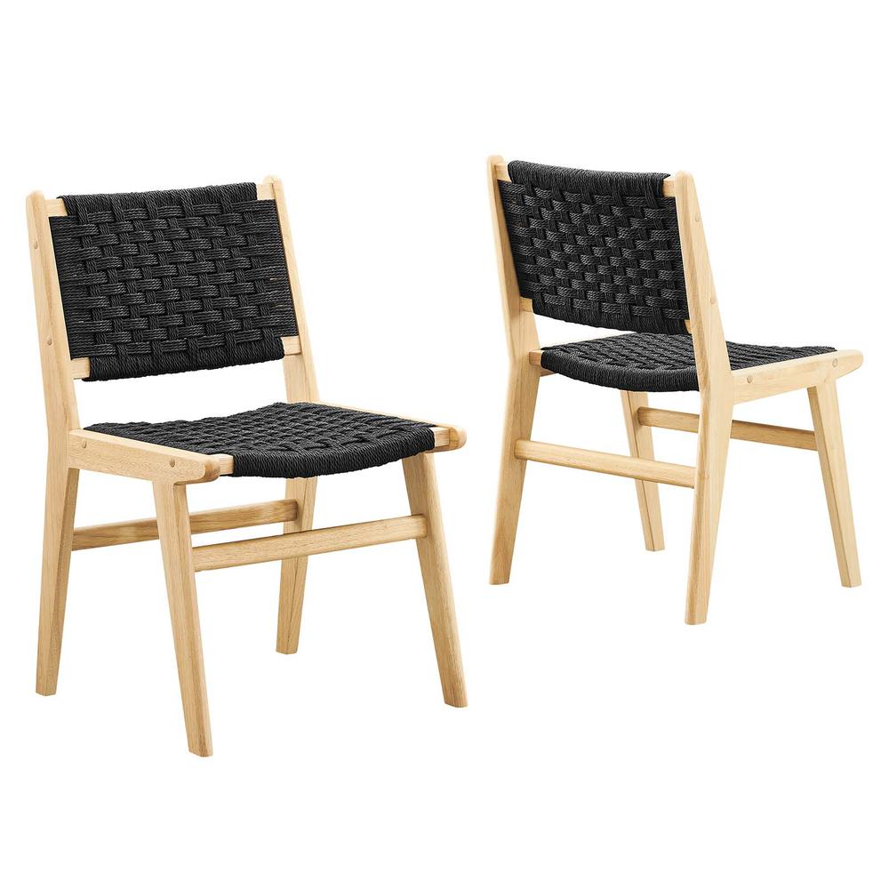 Saoirse Woven Rope Wood Dining Side Chair - Set of 2. Picture 1