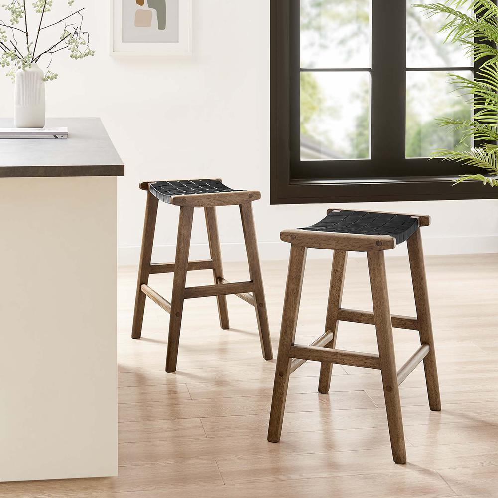 Saoirse Faux Leather Wood Counter Stool - Set of 2. Picture 6