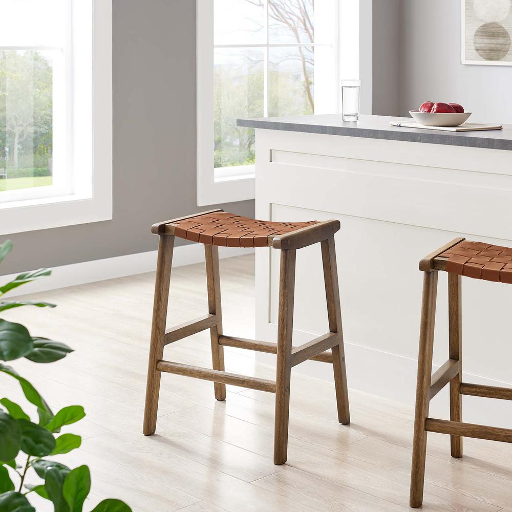 Saoirse Faux Leather Wood Counter Stool - Set of 2. Picture 9