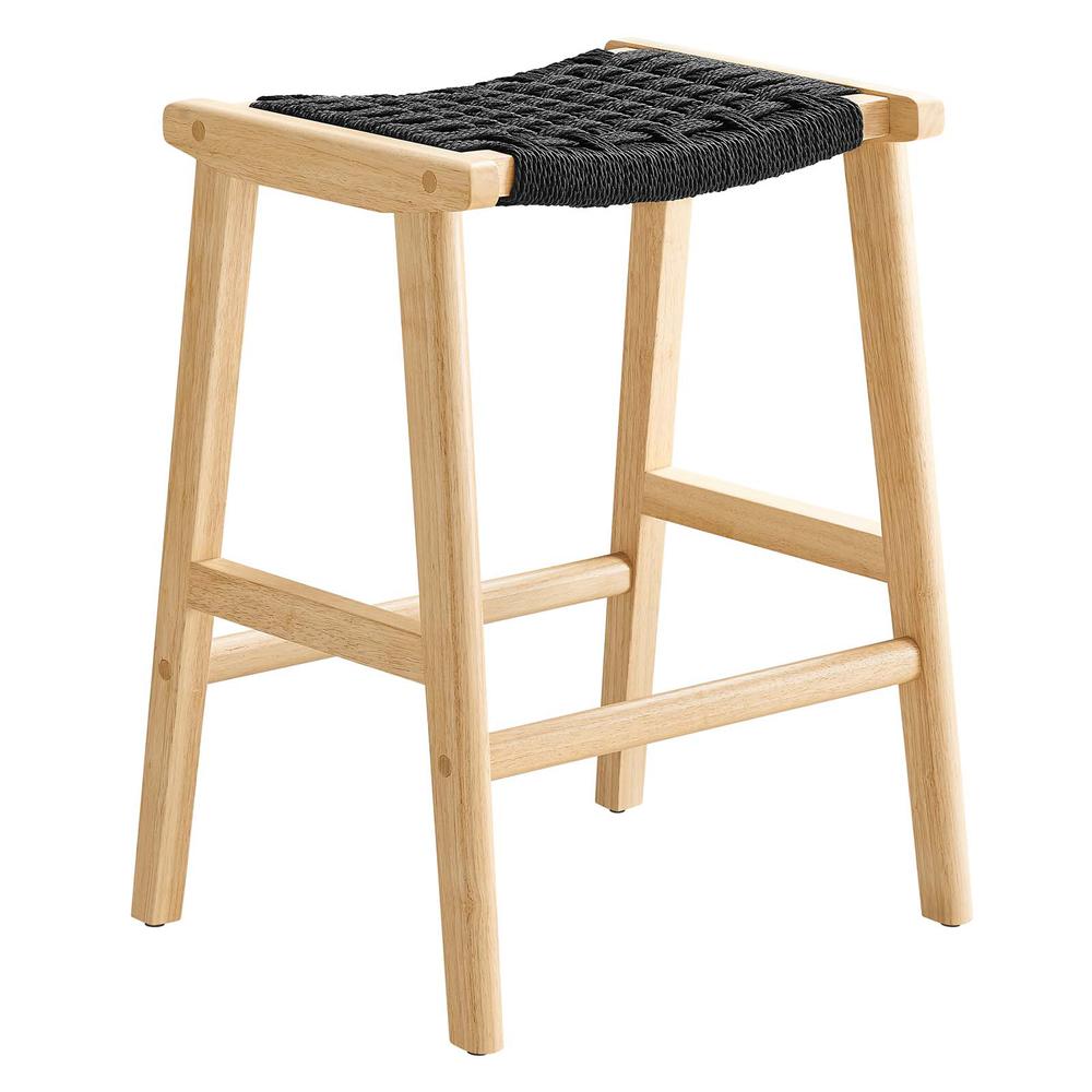 Saoirse Woven Rope Wood Counter Stool - Set of 2. Picture 2