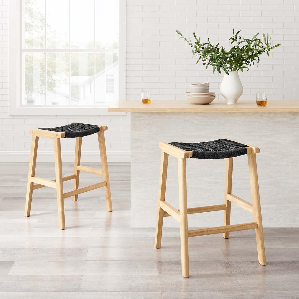 Saoirse Woven Rope Wood Counter Stool - Set of 2. Picture 6