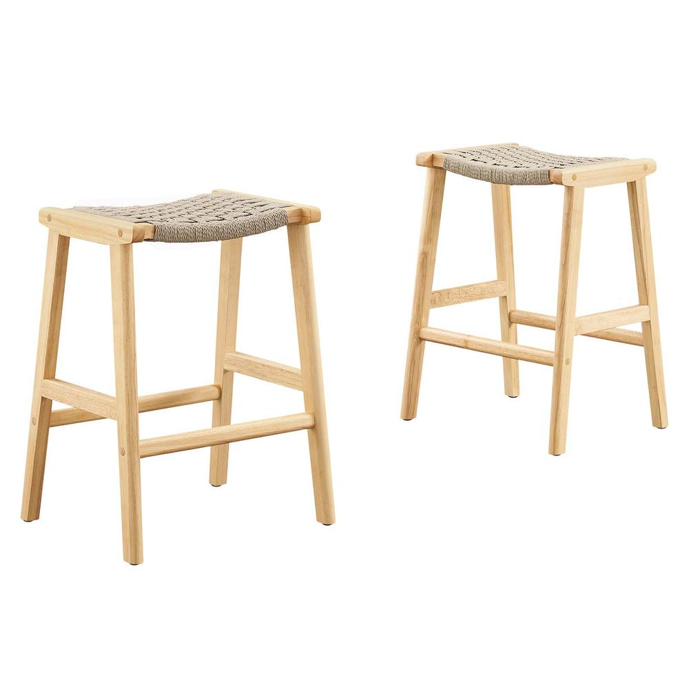Saoirse Woven Rope Wood Counter Stool - Set of 2. Picture 1