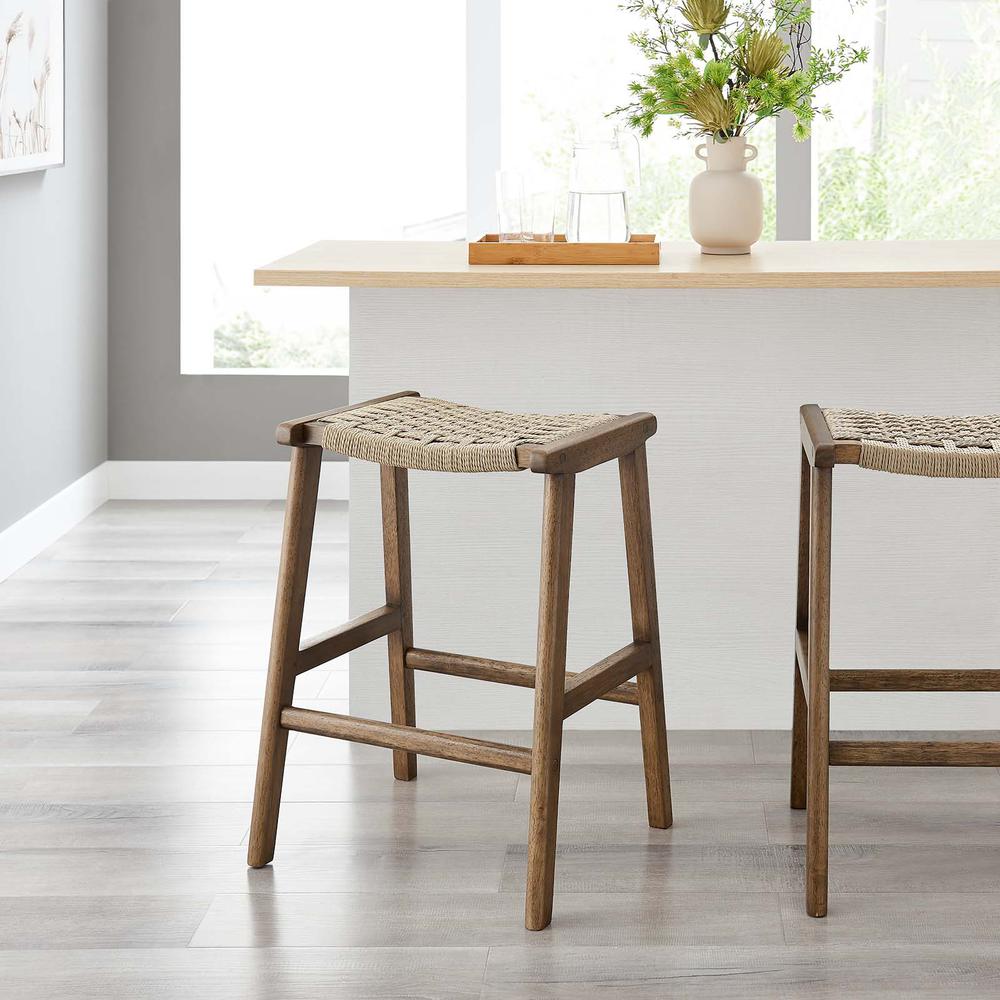 Saoirse Woven Rope Wood Counter Stool - Set of 2. Picture 9