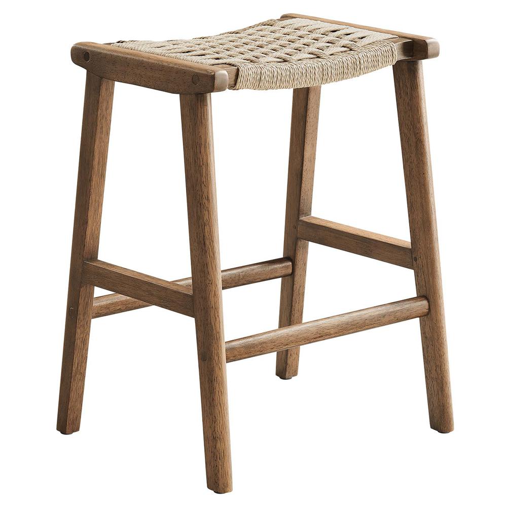 Saoirse Woven Rope Wood Counter Stool - Set of 2. Picture 2