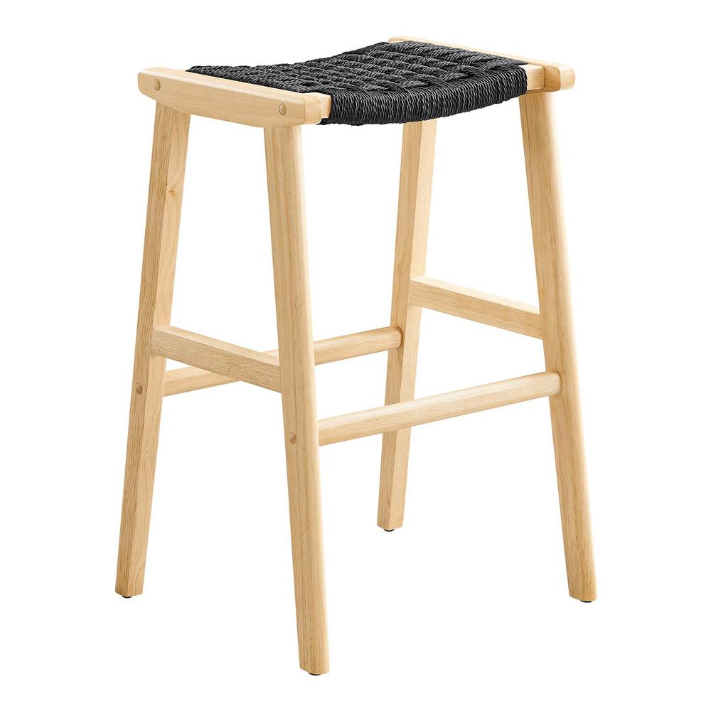 Saoirse Woven Rope Wood Bar Stool - Set of 2. Picture 2