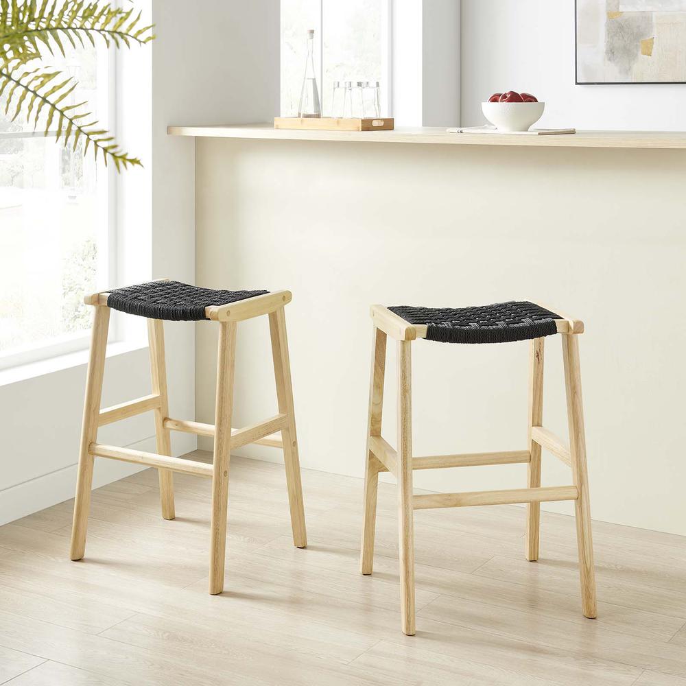 Saoirse Woven Rope Wood Bar Stool - Set of 2. Picture 6
