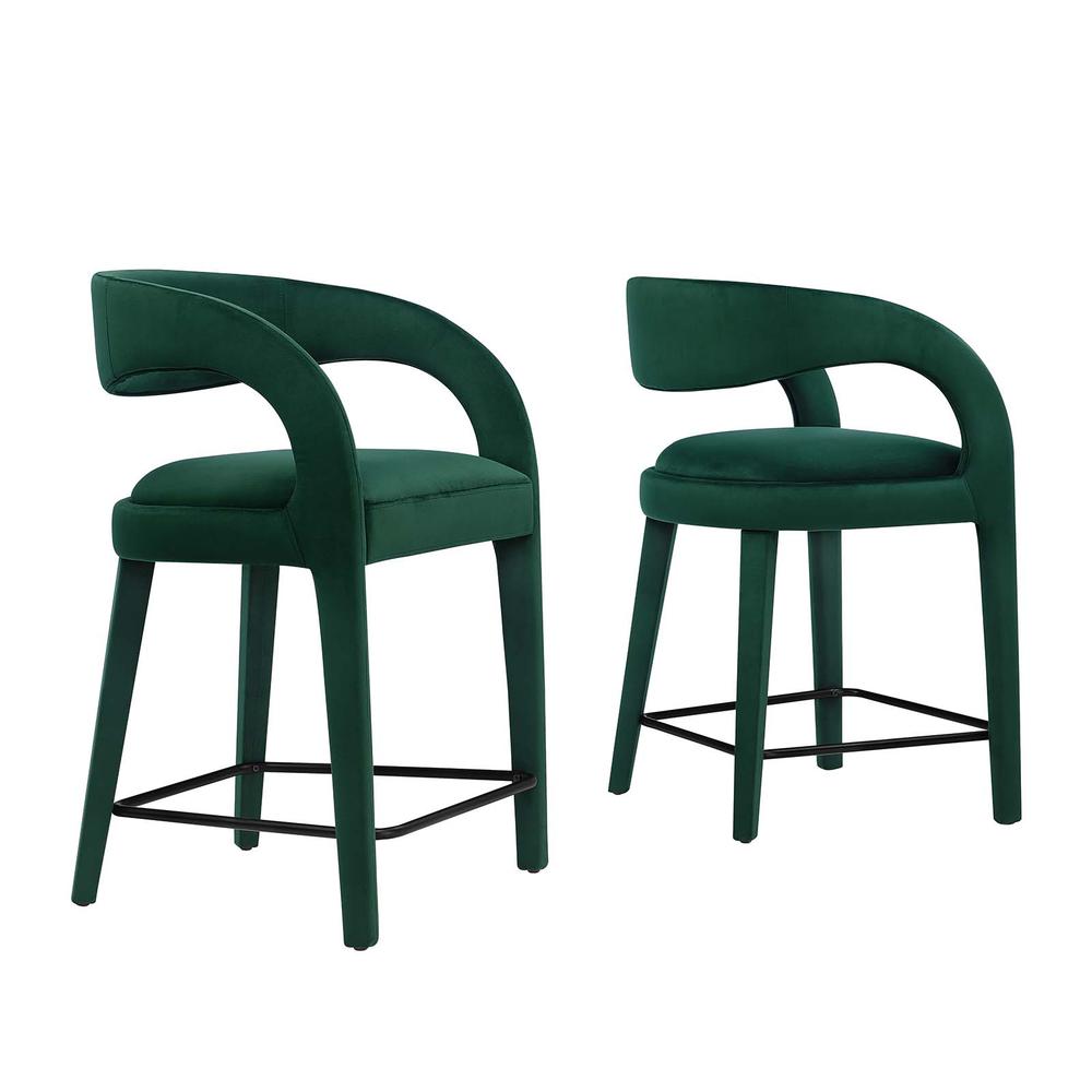 Pinnacle Performance Velvet Counter Stool Set of Two. Picture 1