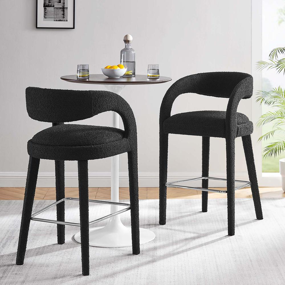 Pinnacle Boucle Upholstered Bar Stool Set of Two. Picture 9