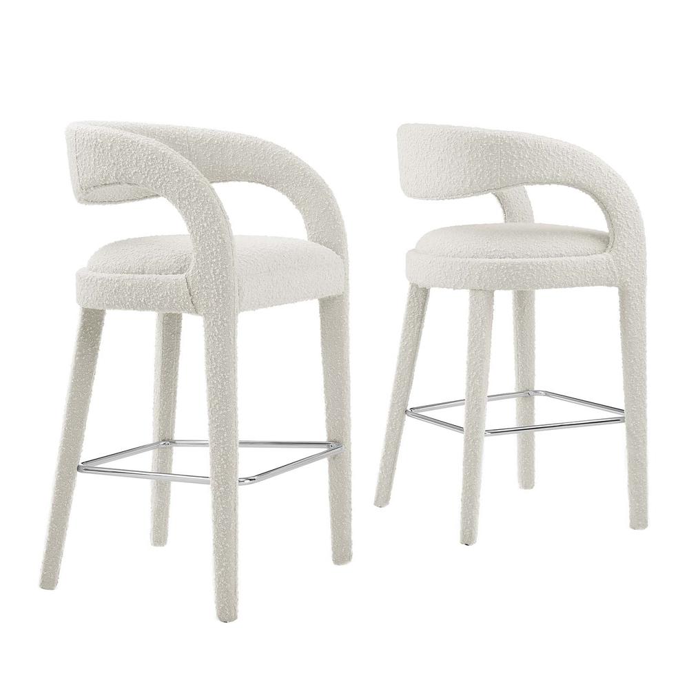 Pinnacle Boucle Upholstered Bar Stool Set of Two. Picture 1