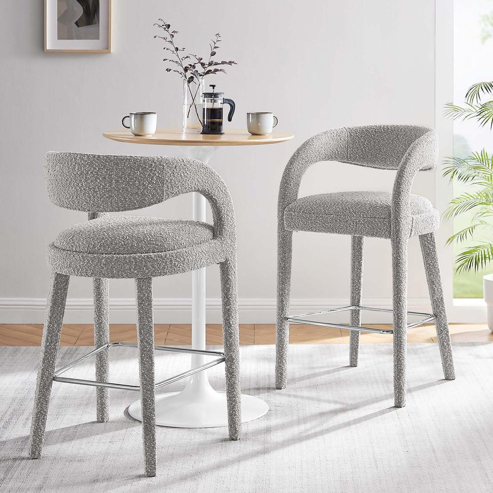 Pinnacle Boucle Upholstered Bar Stool Set of Two. Picture 9