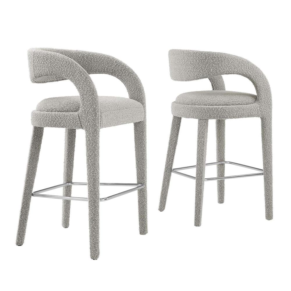 Pinnacle Boucle Upholstered Bar Stool Set of Two. Picture 1