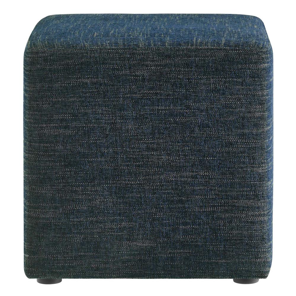 Callum 17" Square Woven Heathered Fabric Upholstered Ottoman. Picture 2