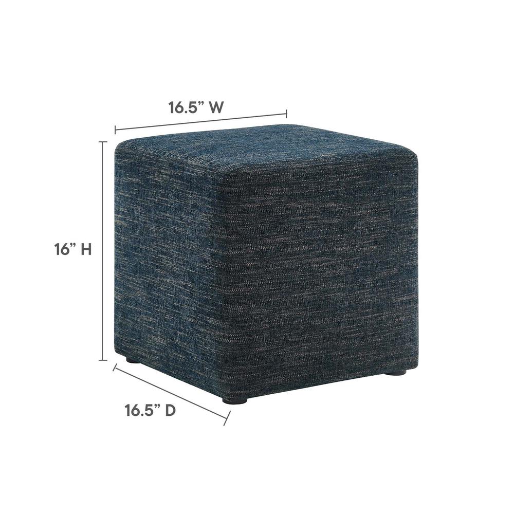 Callum 17" Square Woven Heathered Fabric Upholstered Ottoman. Picture 7