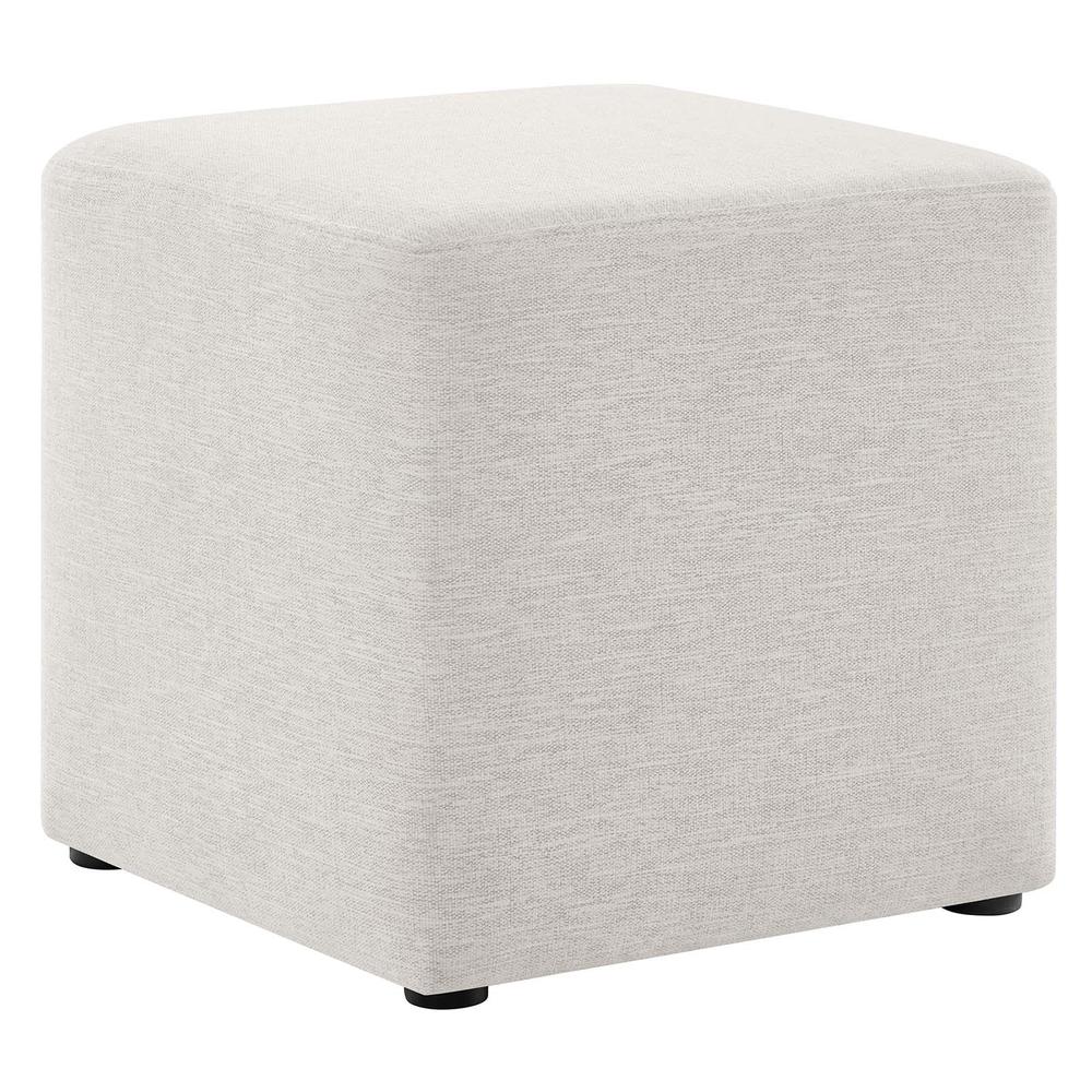 Callum 17" Square Woven Heathered Fabric Upholstered Ottoman. Picture 1