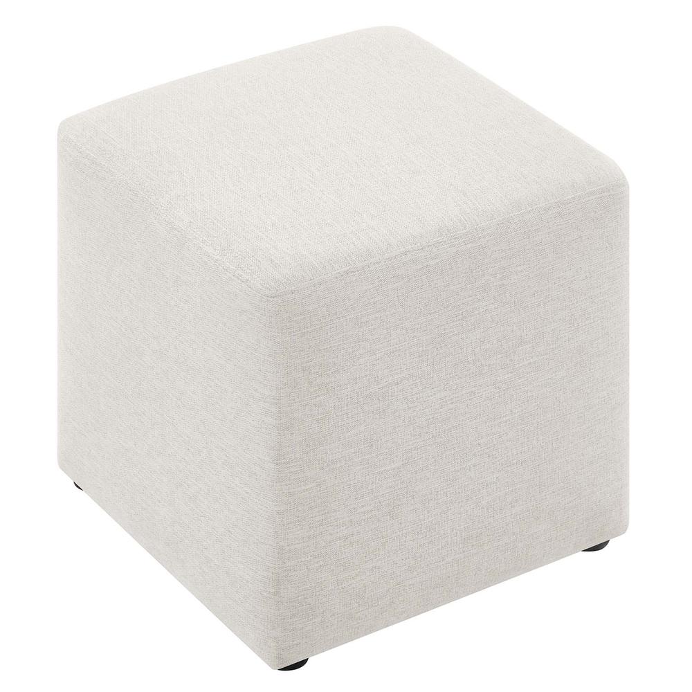 Callum 17" Square Woven Heathered Fabric Upholstered Ottoman. Picture 3