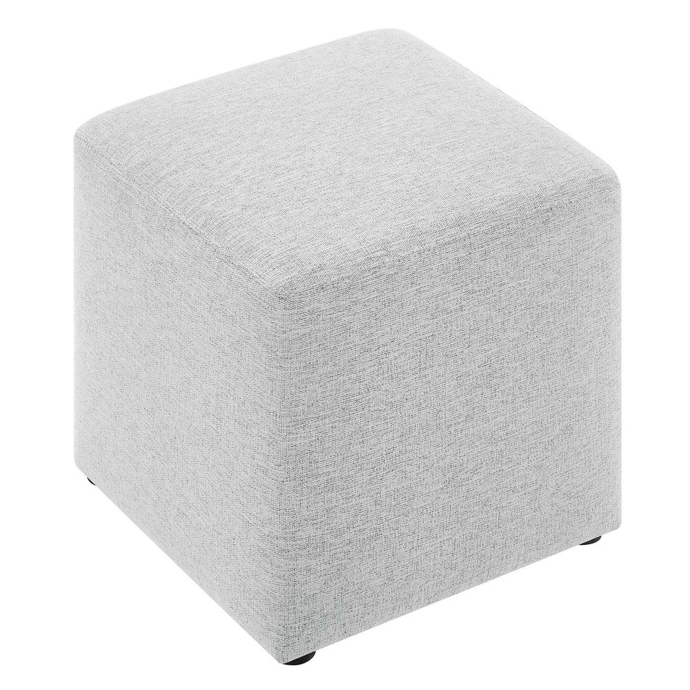 Callum 17" Square Woven Heathered Fabric Upholstered Ottoman. Picture 3