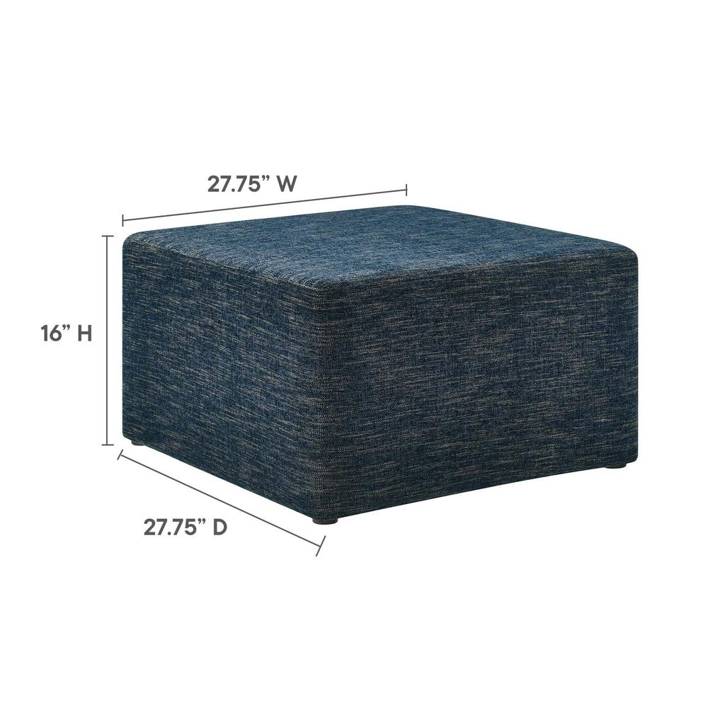 Callum Large 28" Square Woven Heathered Fabric Upholstered Ottoman. Picture 7