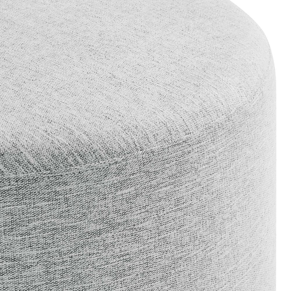 Callum Large 23" Round Woven Heathered Fabric Upholstered Ottoman. Picture 3