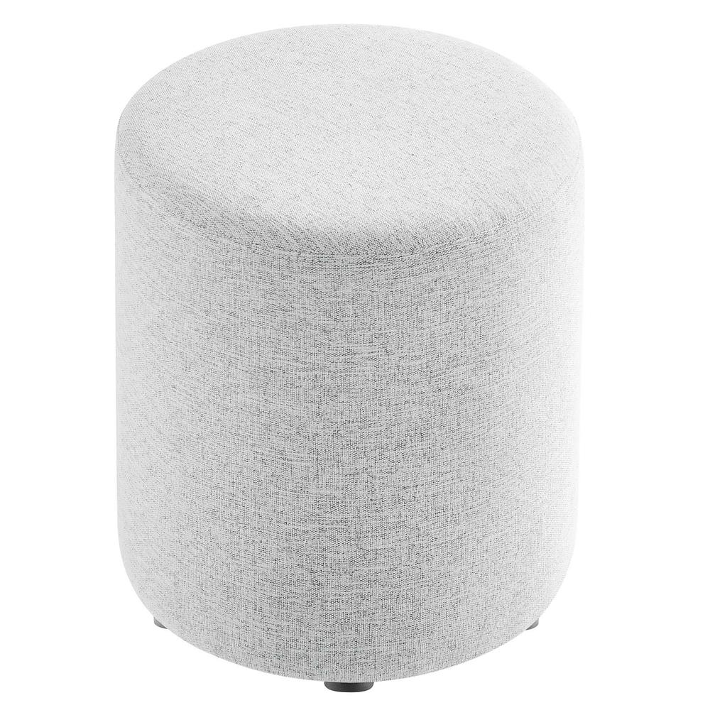 Callum 16" Round Woven Heathered Fabric Upholstered Ottoman. Picture 2