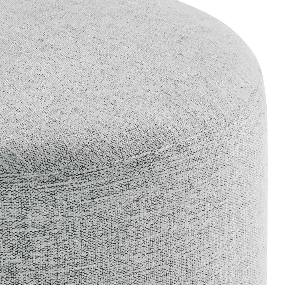 Callum 16" Round Woven Heathered Fabric Upholstered Ottoman. Picture 3
