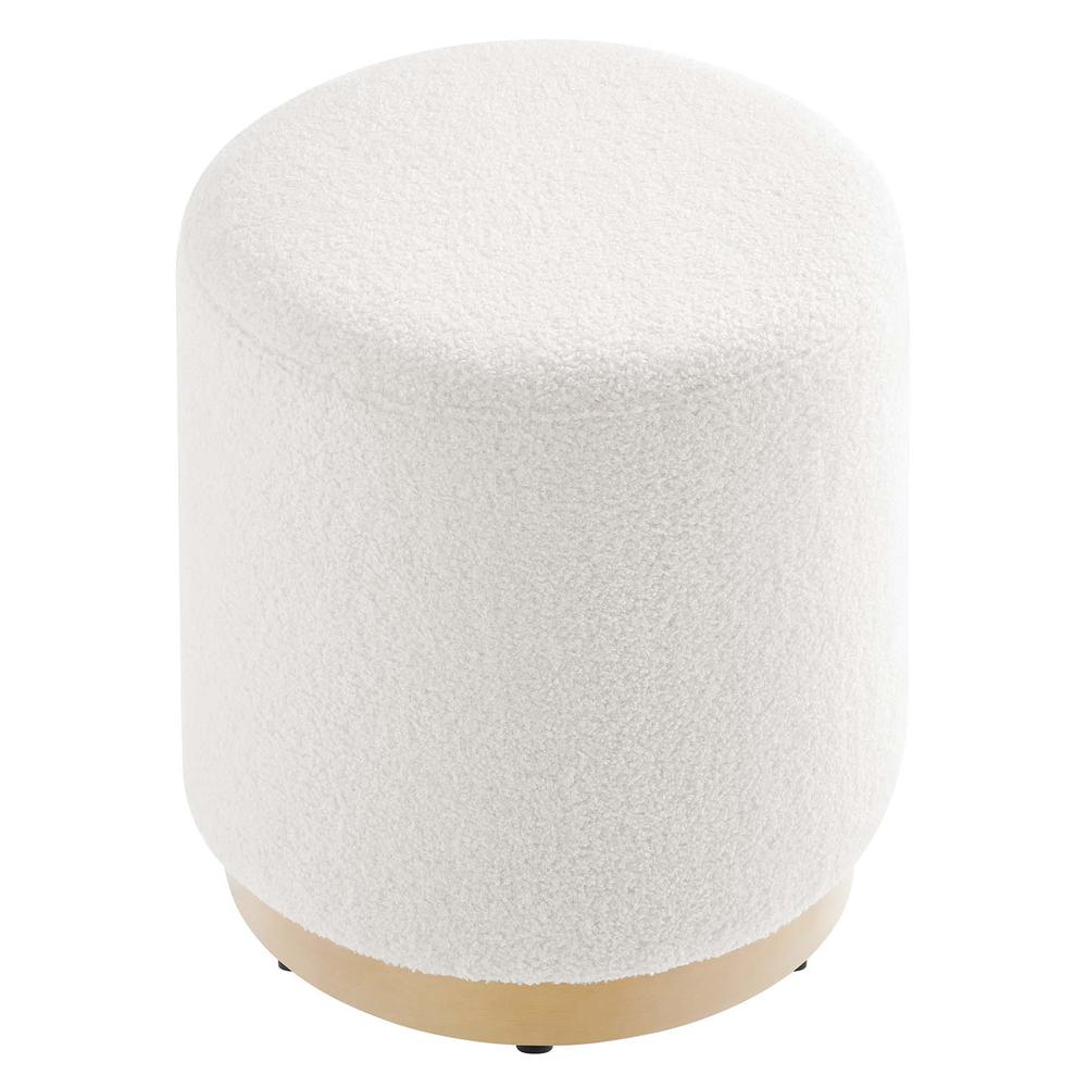 Tilden 16" Round Sherpa Upholstered Ottoman. Picture 2