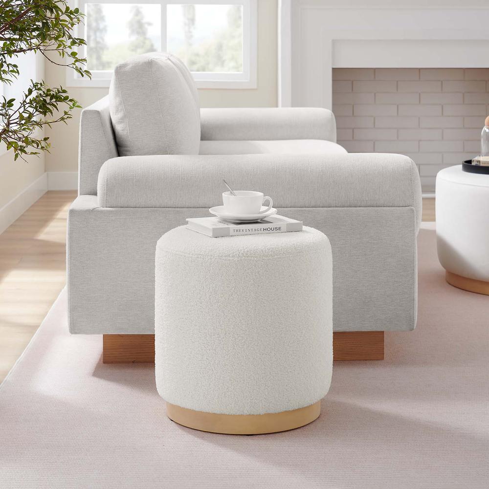 Tilden 16" Round Sherpa Upholstered Ottoman. Picture 7