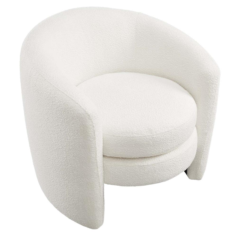 Affinity Upholstered Boucle Fabric Curved Back Armchair. Picture 4