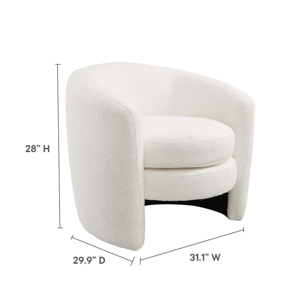 Affinity Upholstered Boucle Fabric Curved Back Armchair. Picture 7
