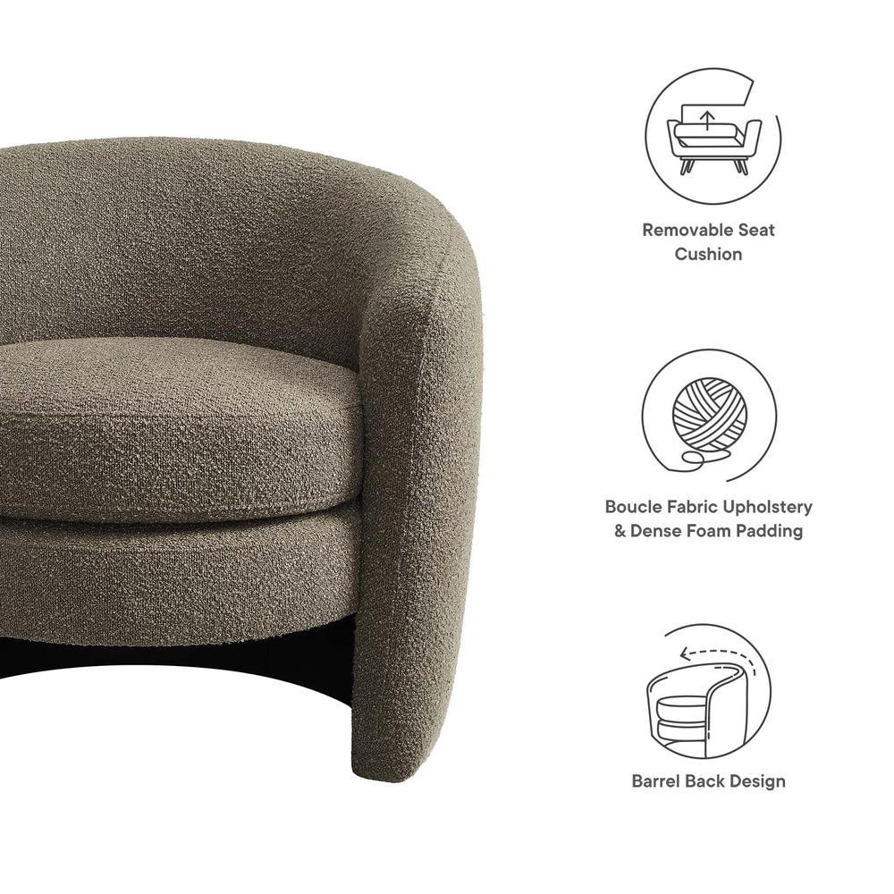 Affinity Upholstered Boucle Fabric Curved Back Armchair. Picture 6