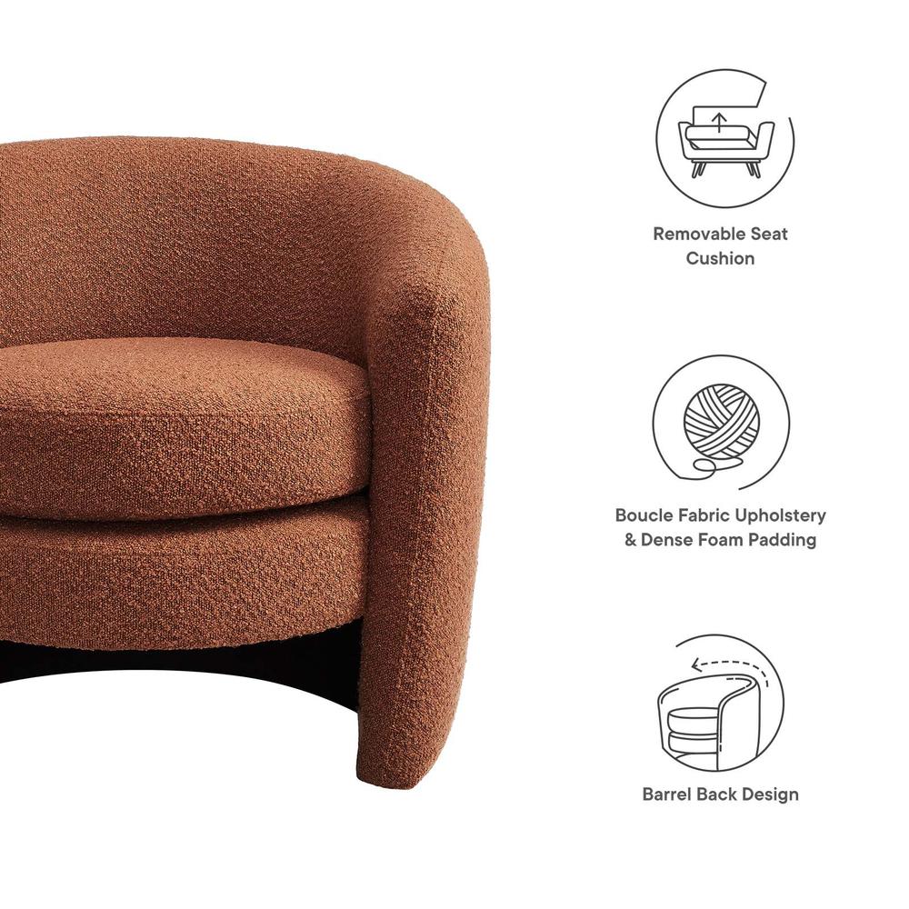 Affinity Upholstered Boucle Fabric Curved Back Armchair. Picture 6