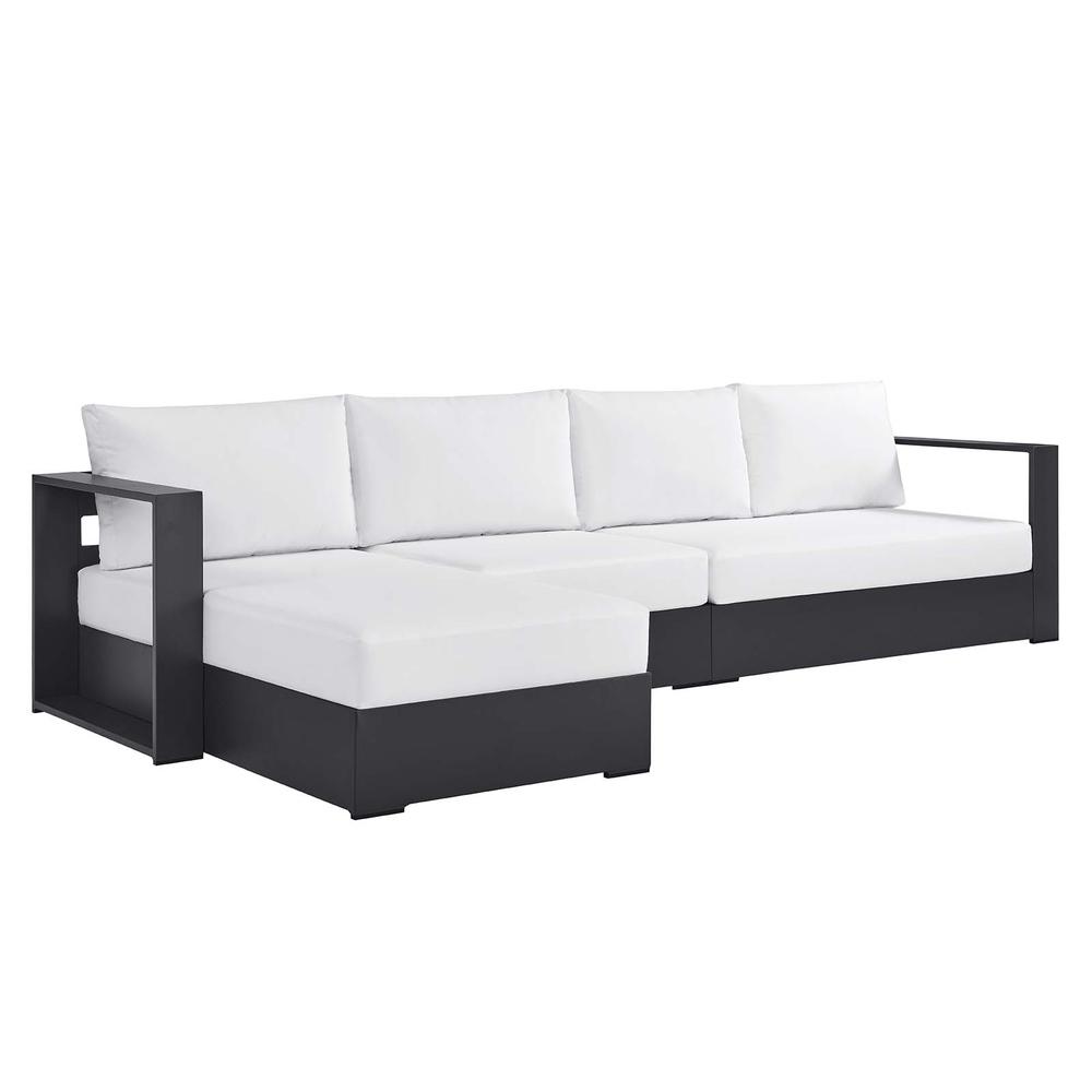 Patio Powder-Coated Aluminum 3-Piece Left-Facing Chaise Sectional Sofa Set. Picture 1