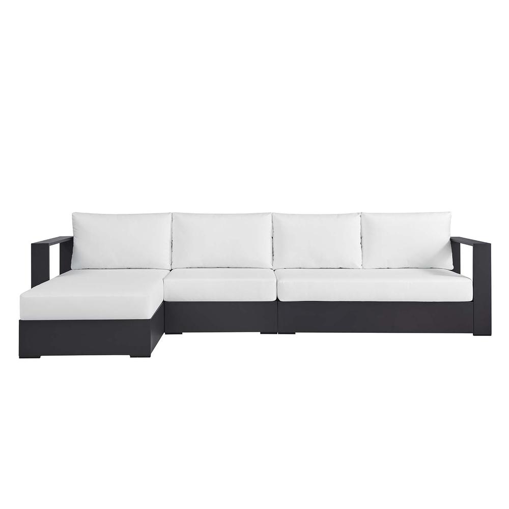 Patio Powder-Coated Aluminum 3-Piece Left-Facing Chaise Sectional Sofa Set. Picture 2