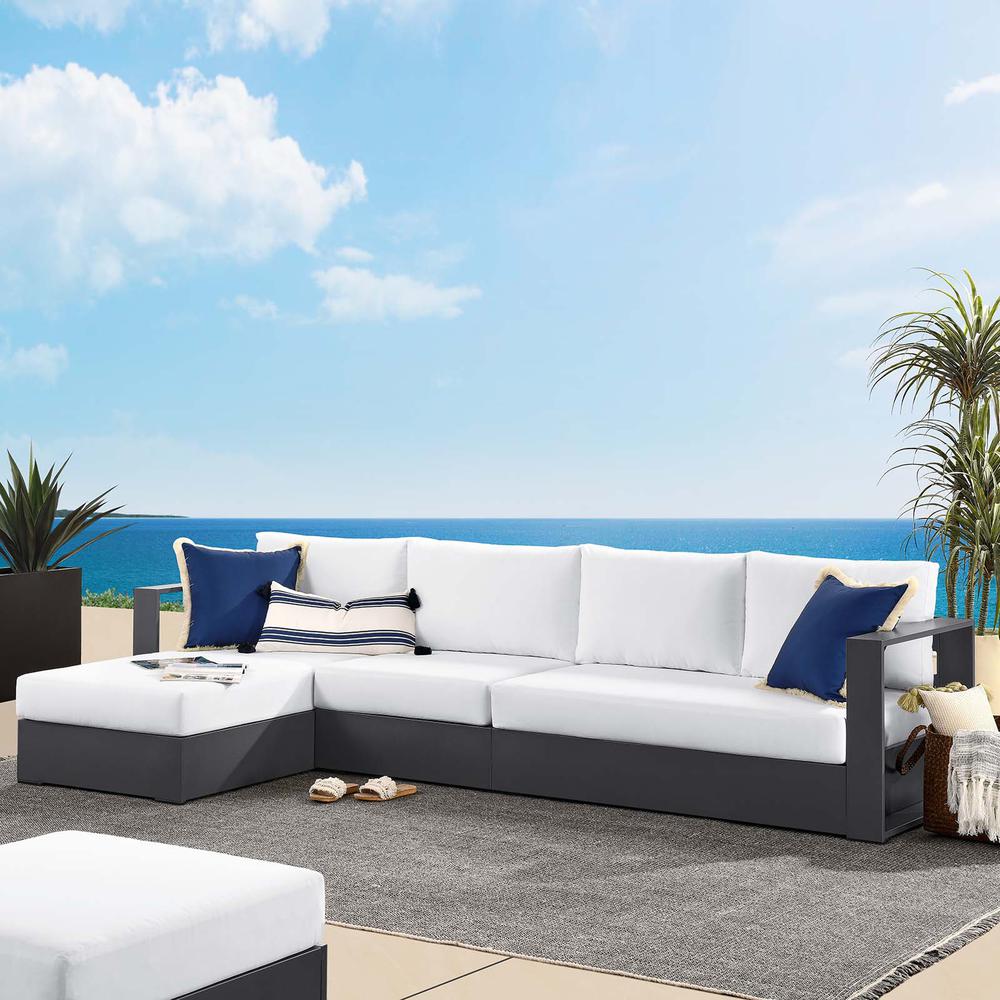 Patio Powder-Coated Aluminum 3-Piece Left-Facing Chaise Sectional Sofa Set. Picture 8