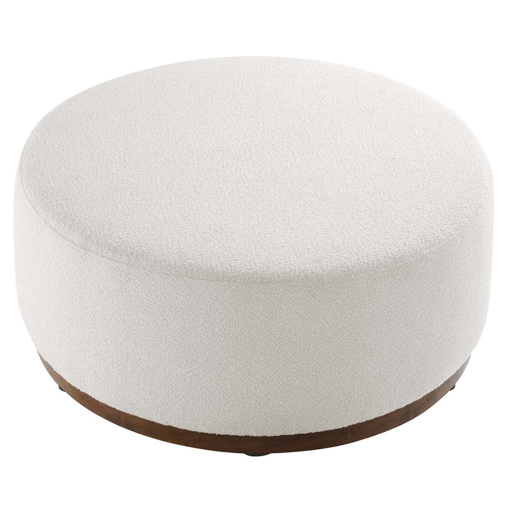 Tilden Large 38" Round Boucle Upholstered Upholstered Ottoman. Picture 2