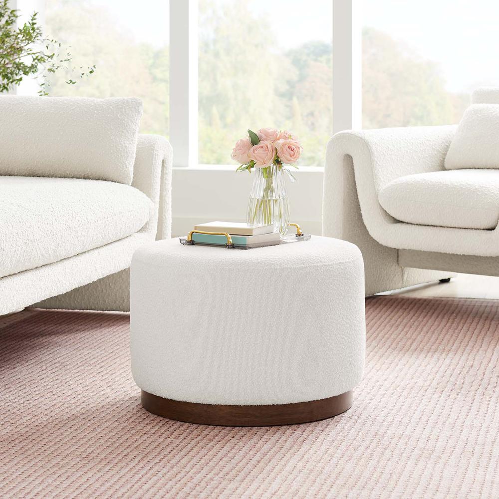 Tilden Large 23" Round Boucle Upholstered Upholstered Ottoman. Picture 7