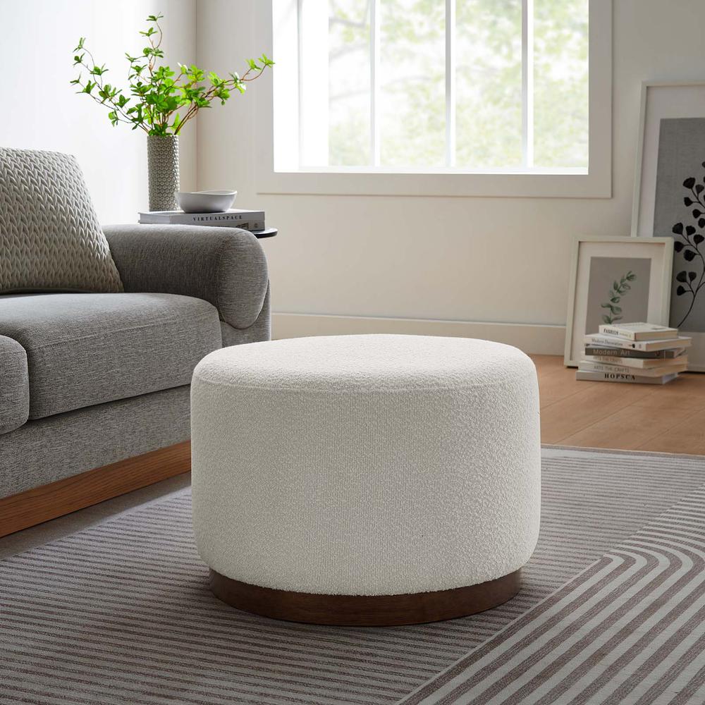 Tilden Large 23" Round Boucle Upholstered Upholstered Ottoman. Picture 8