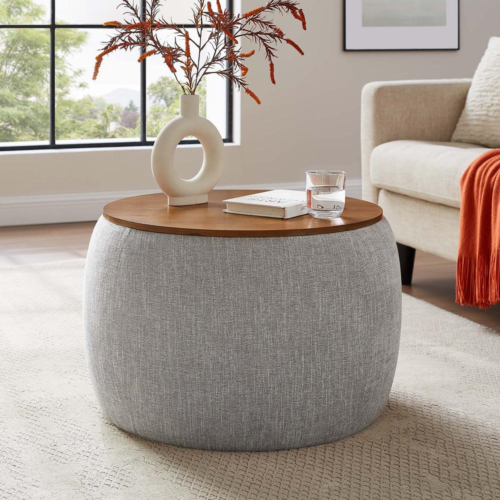 Perla Woven Heathered Fabric Upholstered Storage Ottoman. Picture 8