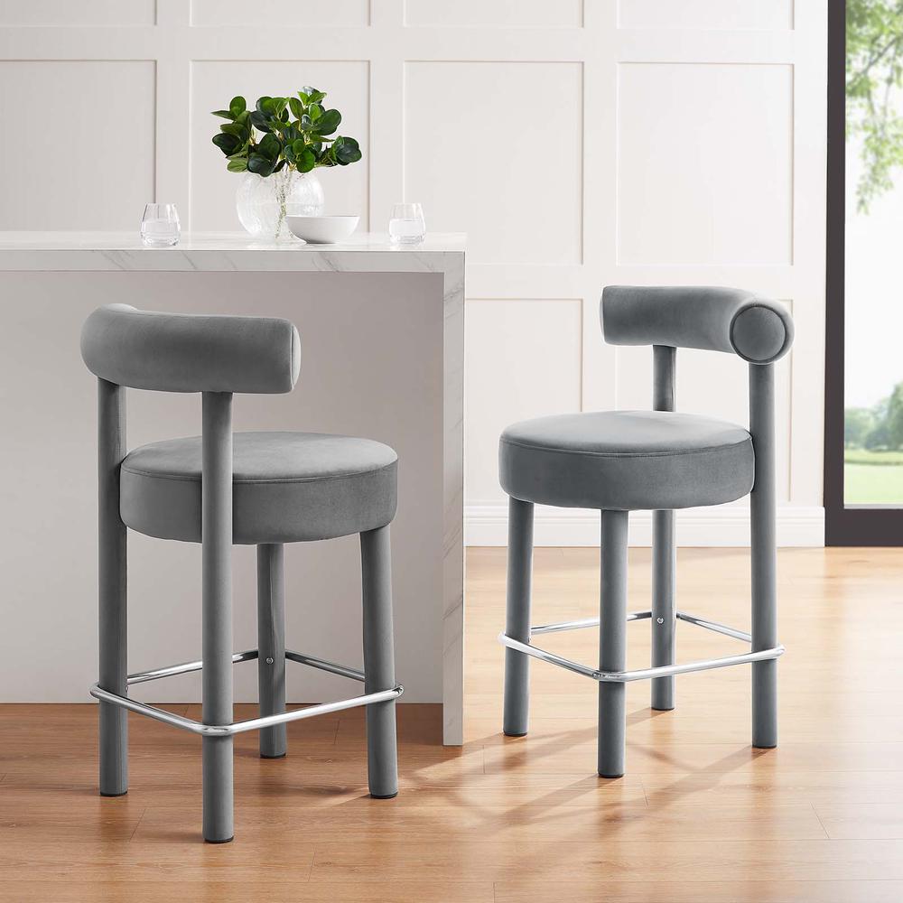 Toulouse Performance Velvet Counter Stool - Set of 2. Picture 10