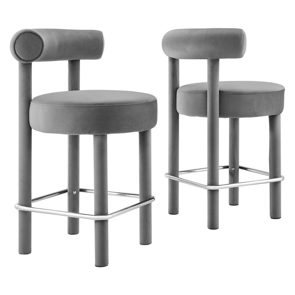 Toulouse Performance Velvet Counter Stool - Set of 2. Picture 1