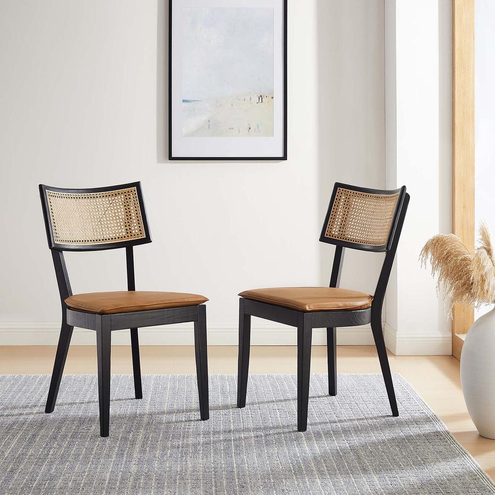 Caledonia Vegan Leather Upholstered Wood Dining Chairs - Set of 2. Picture 10