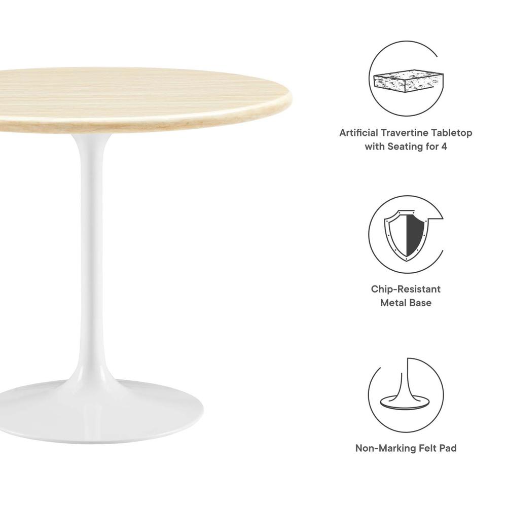 Lippa 36” Round Artificial Travertine  Dining Table. Picture 4