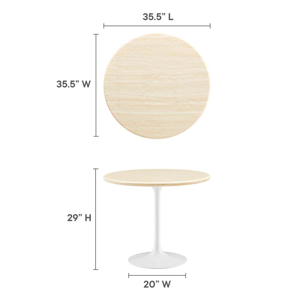 Lippa 36” Round Artificial Travertine  Dining Table. Picture 5