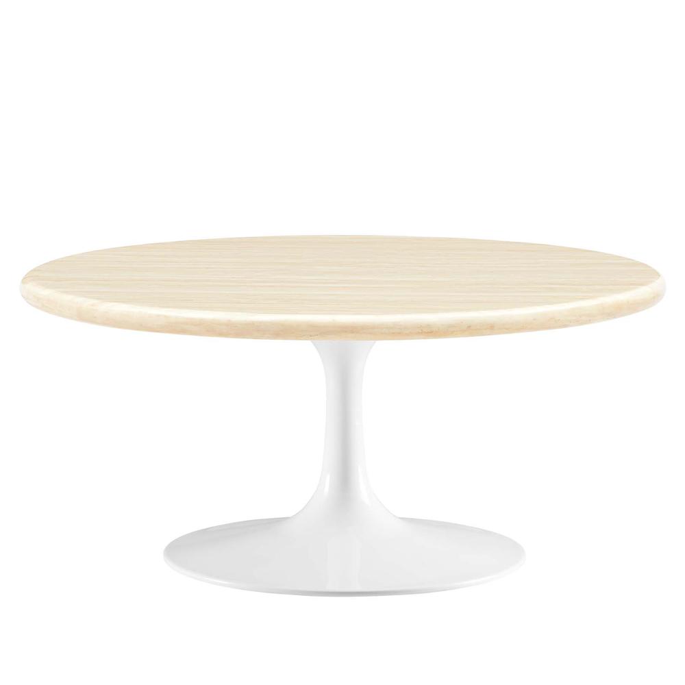 Lippa 36” Round Artificial Travertine  Coffee Table. Picture 1